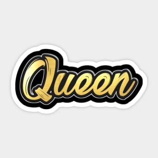 Shiny black and Gold QUEEN word ver3 Sticker